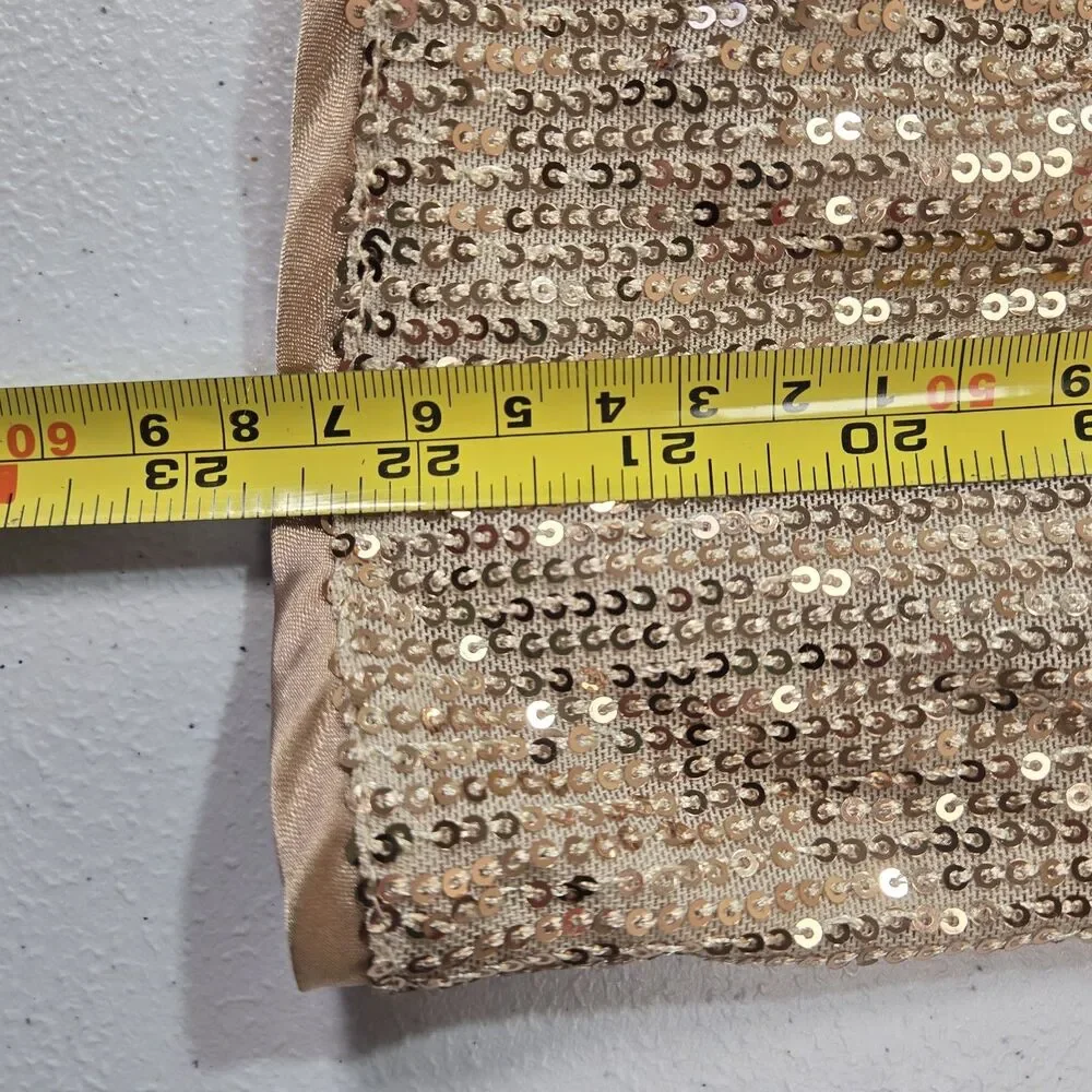 NWT  DO+BE Women Size L Lined Sequin Gold One Sleeve Gathered Side Mini Dress - Picture 9 of 10